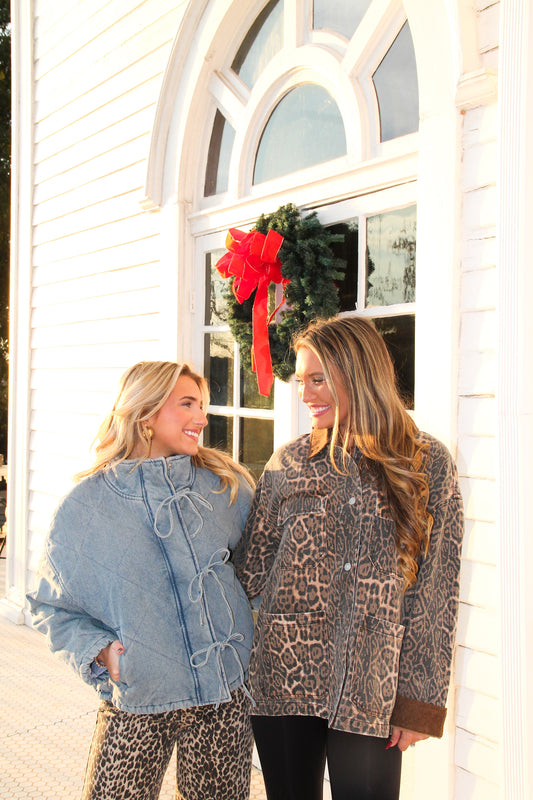 Leopard Print Barn Jacket- Mocha