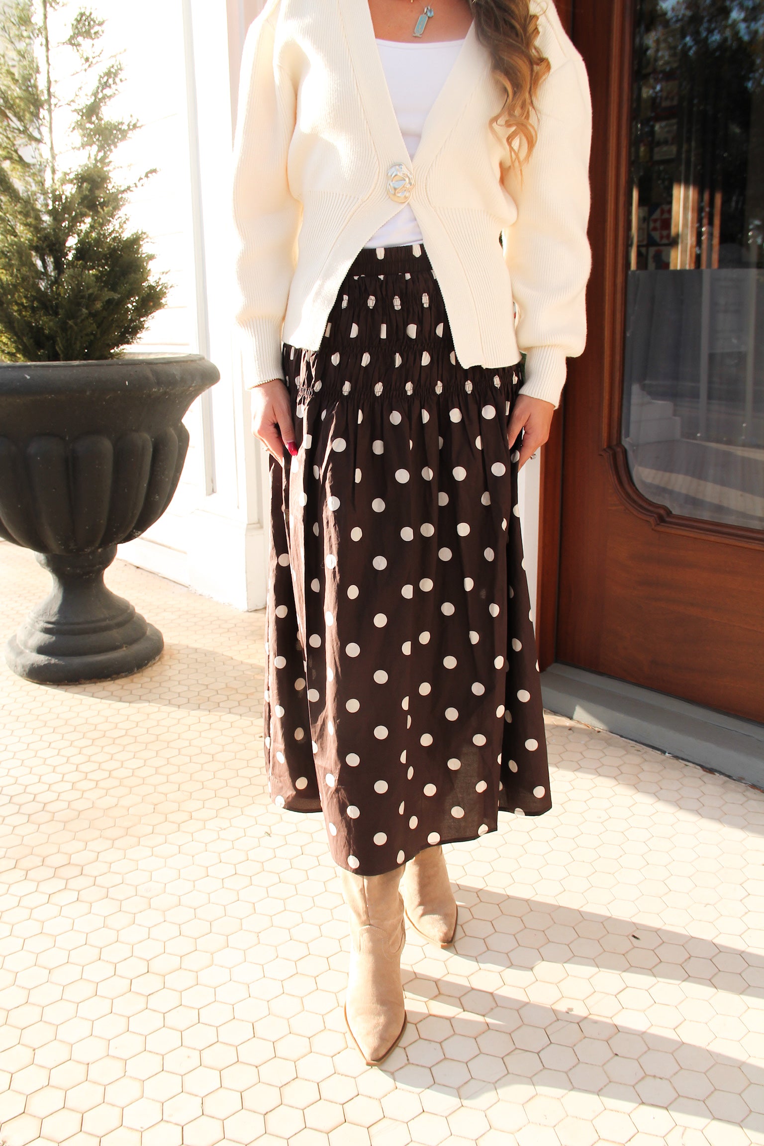 Polka Dot Skirt Brown