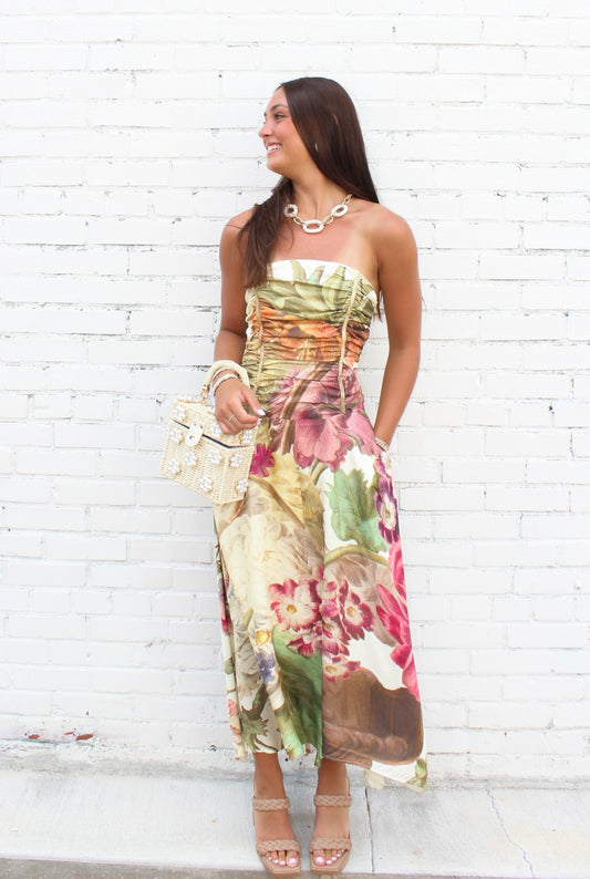 Josephine Strapless Midi Dress