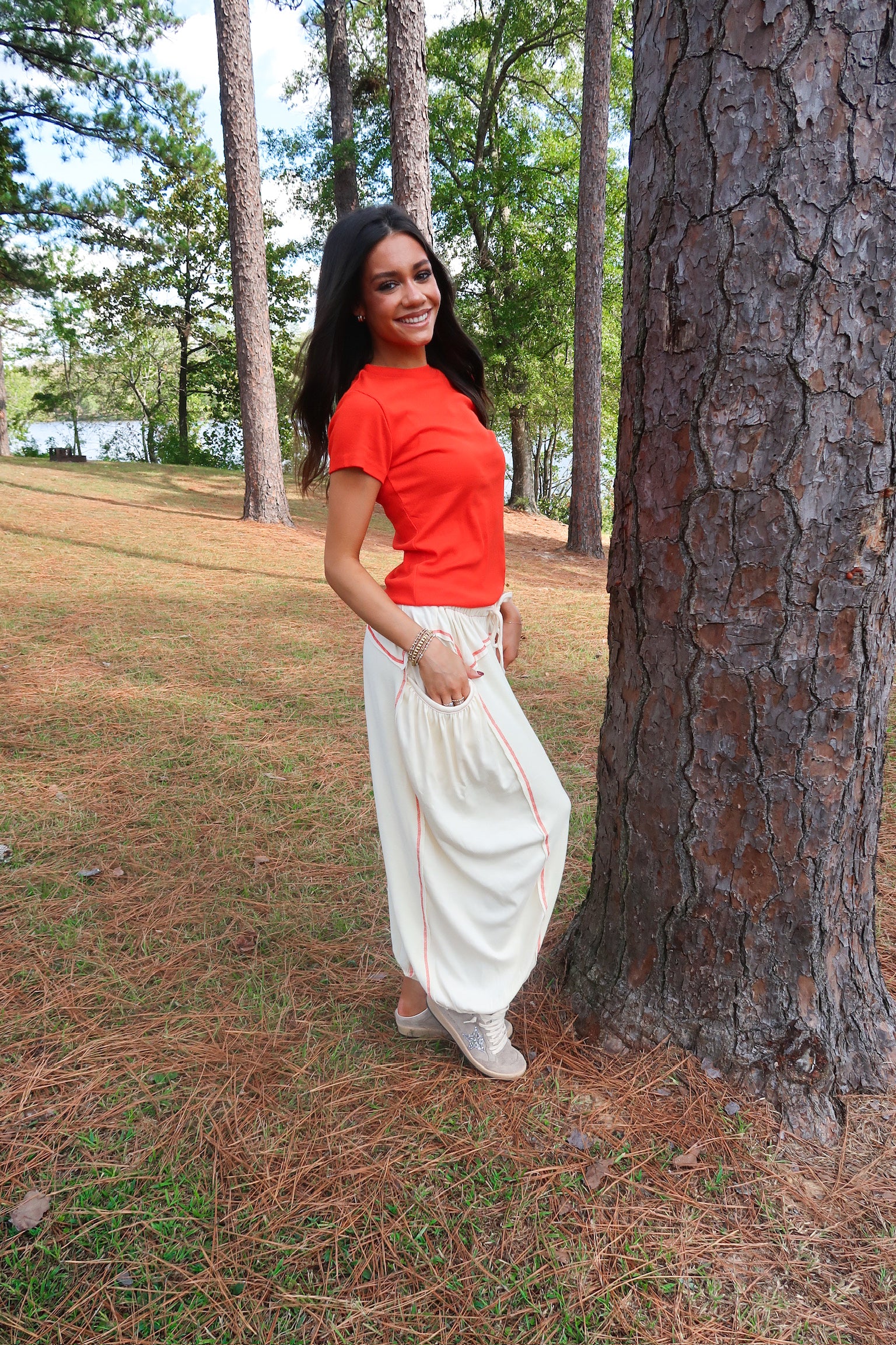 Relaxed Drawstring Pants- Cream