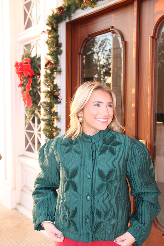 Gracyn Quilted Velvet Floral Jacket