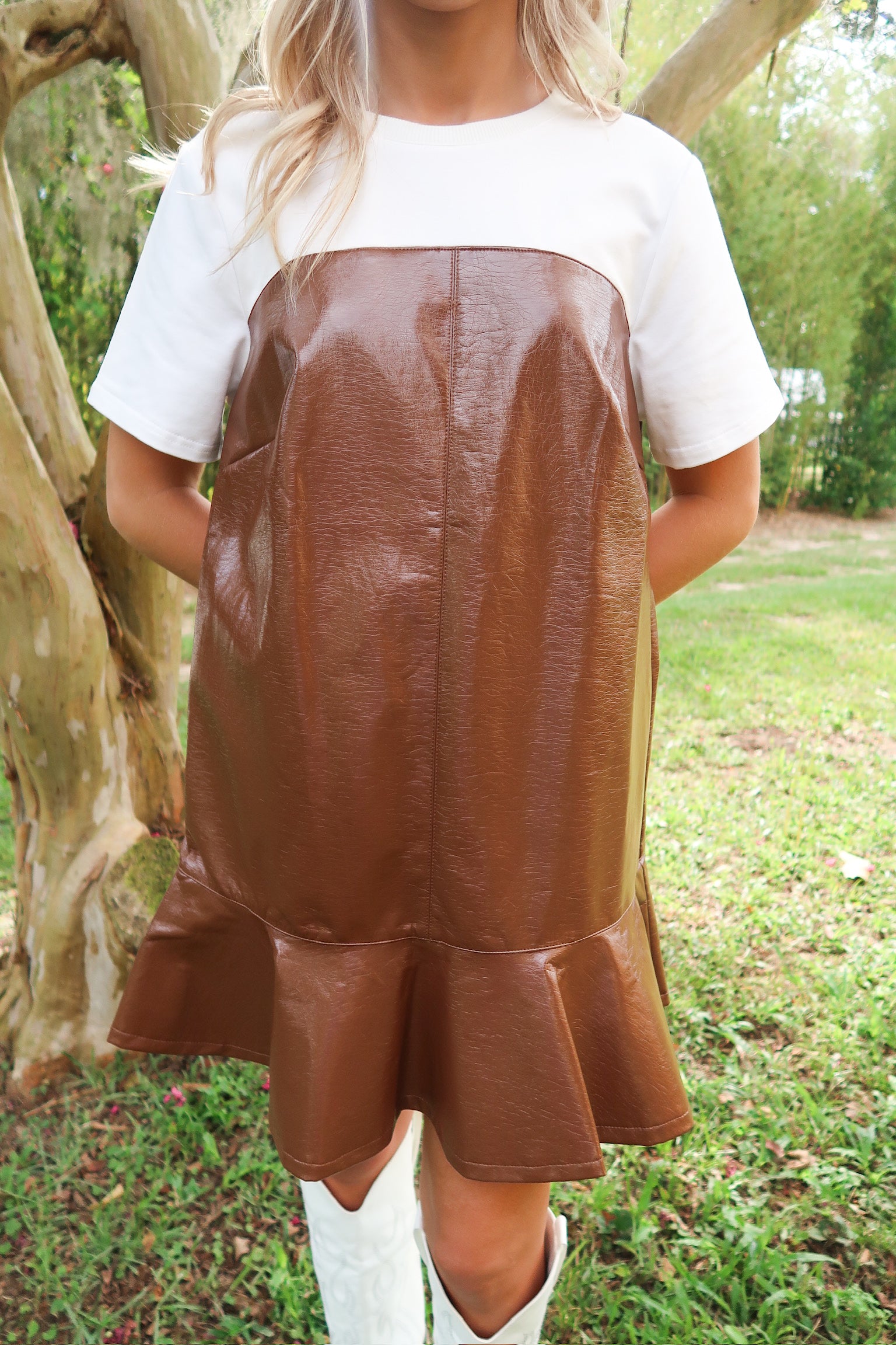 PU Leather T- Shirt Dress