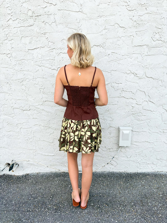 Island Evening Floral Hem Mini dress