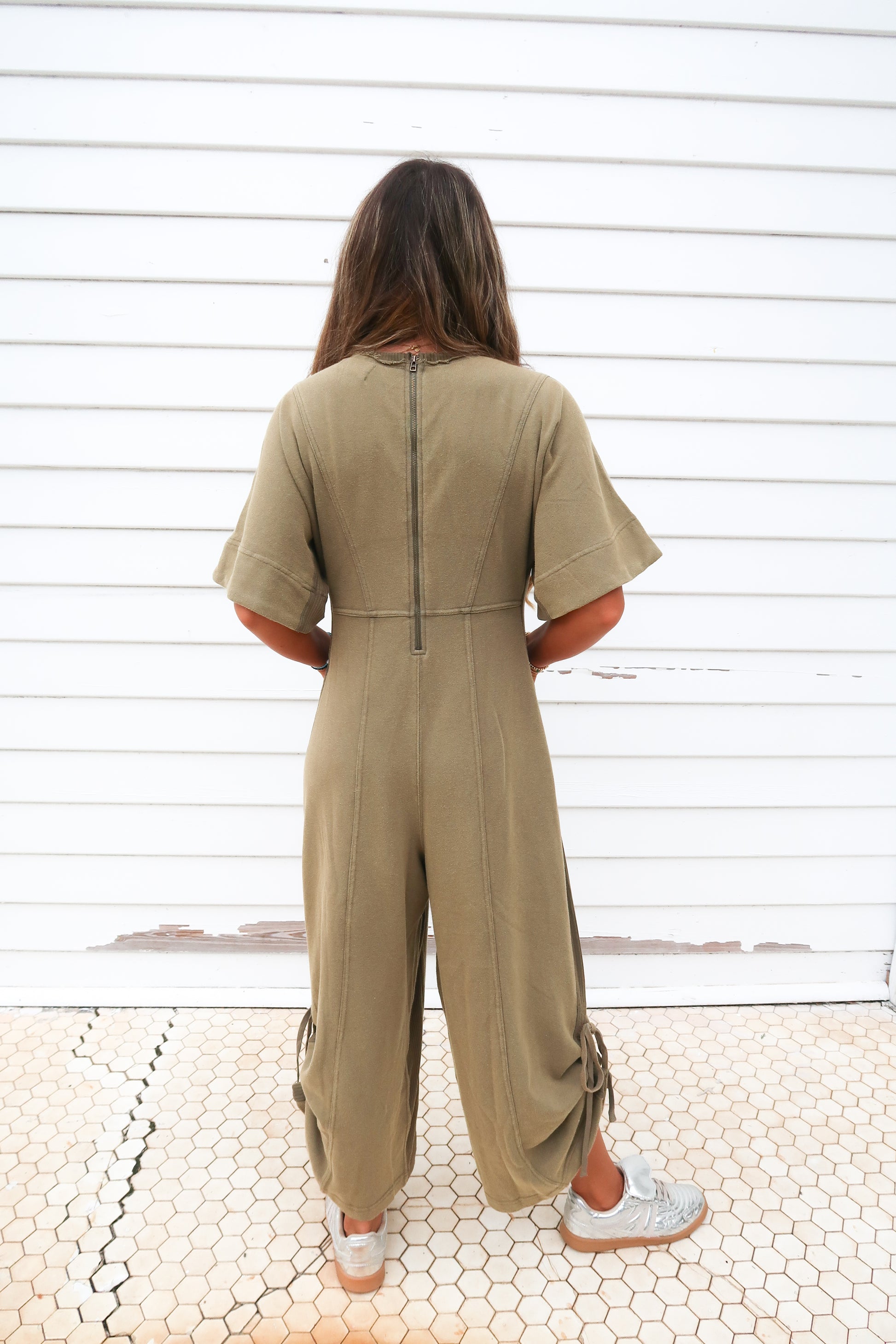 Wide-Leg Olive Jumpsuit