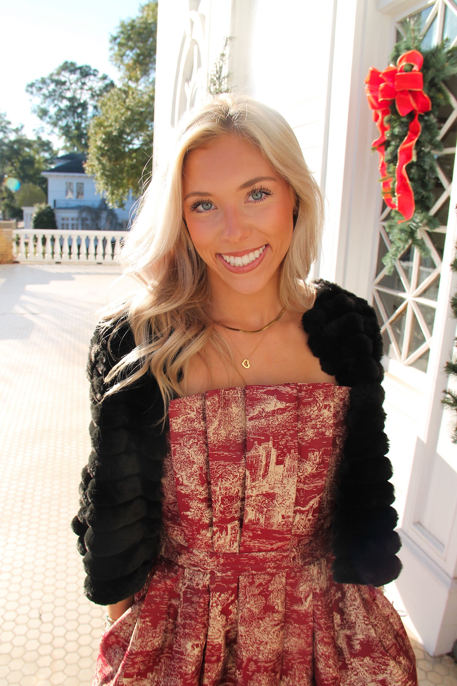 Vivian Burgundy Toile Jacquard Strapless Midi Dress