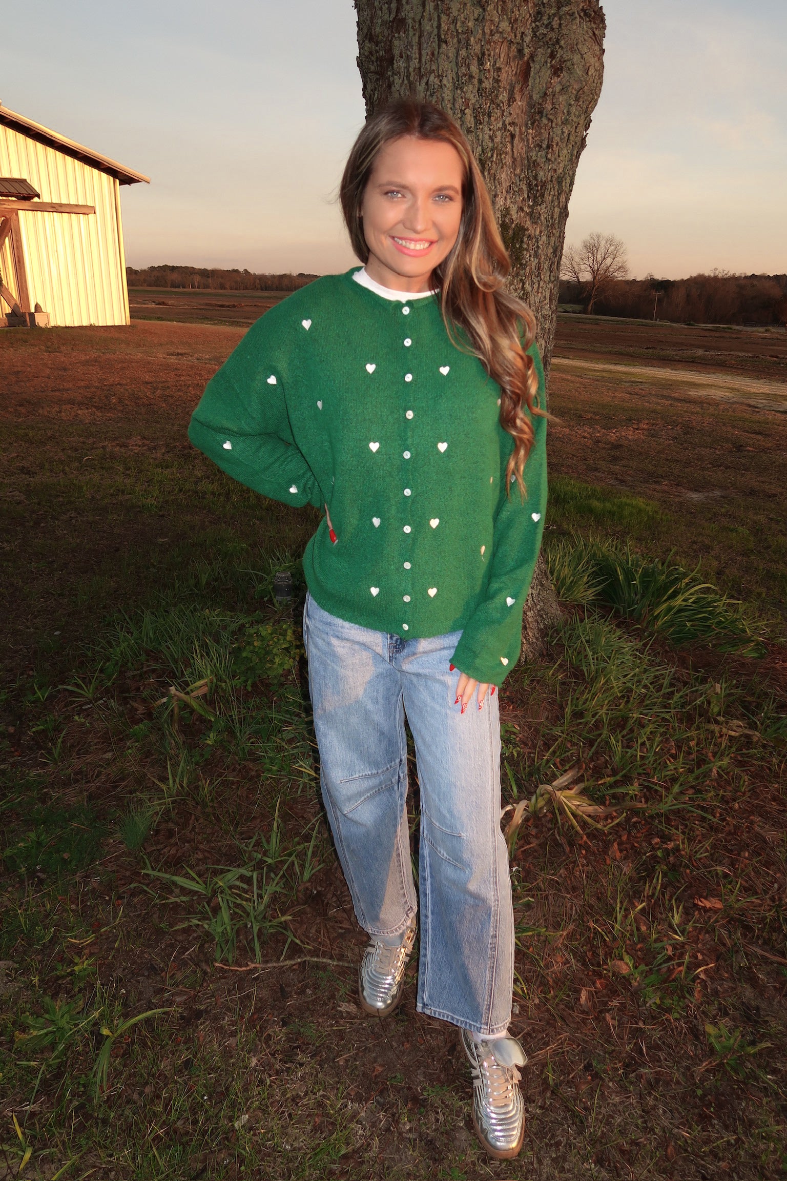 Kelly Green Heart Sweater
