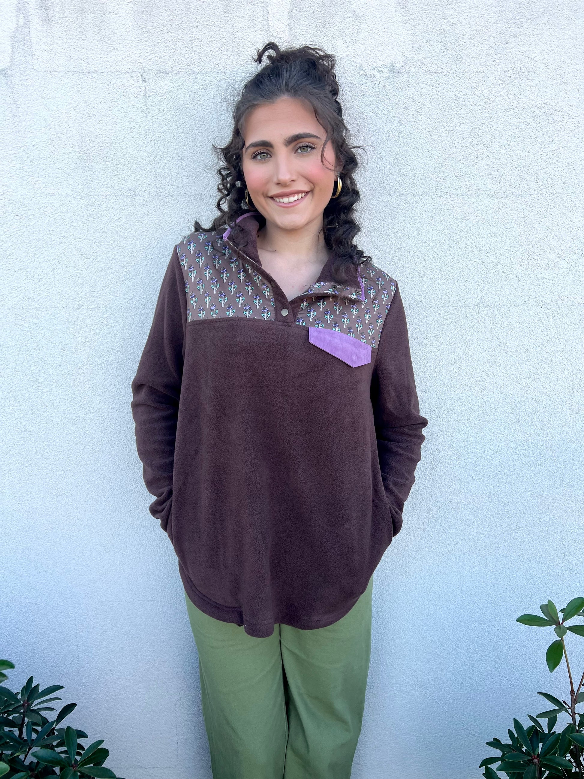Patrice Fleece Pullover-Brown