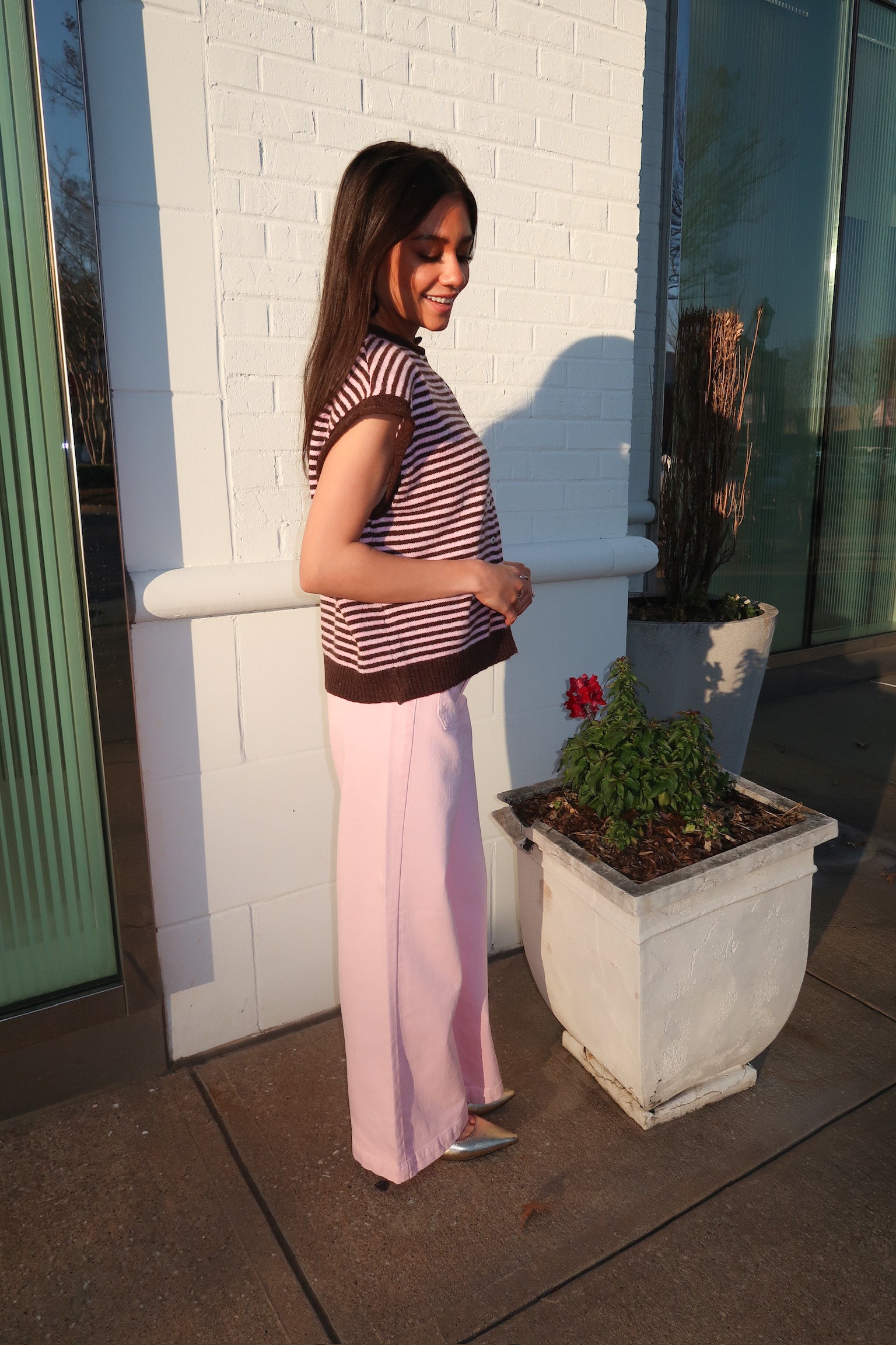 Wine & Pink Stripe Vest