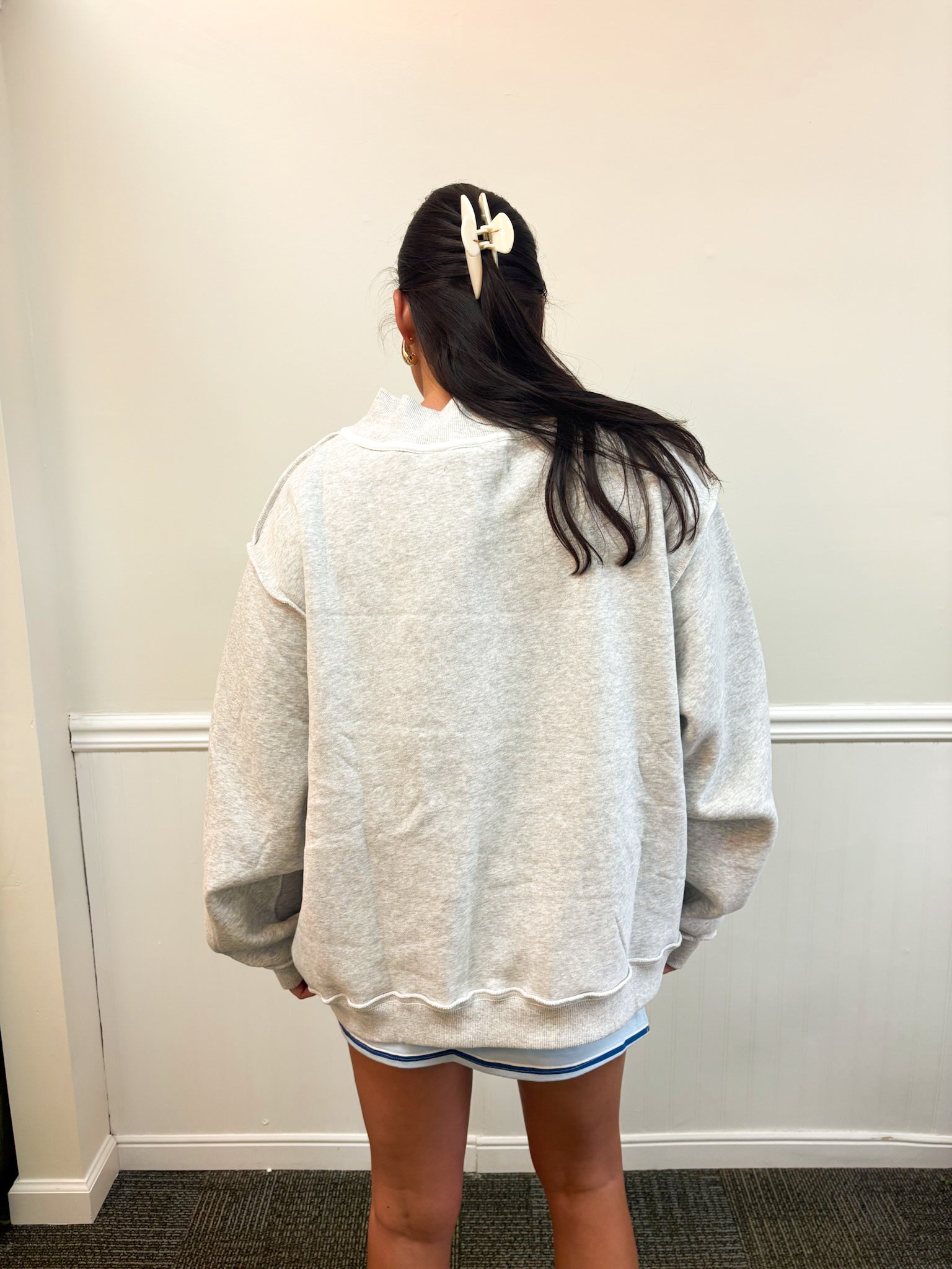 "TIGERS" Embroidered Mock Neck Sweatshirt
