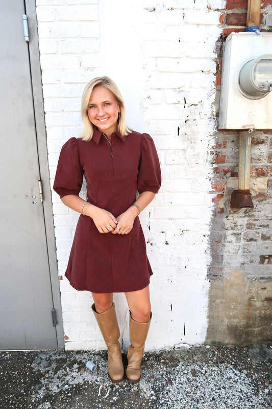 Shannon Burgundy Mini Dress
