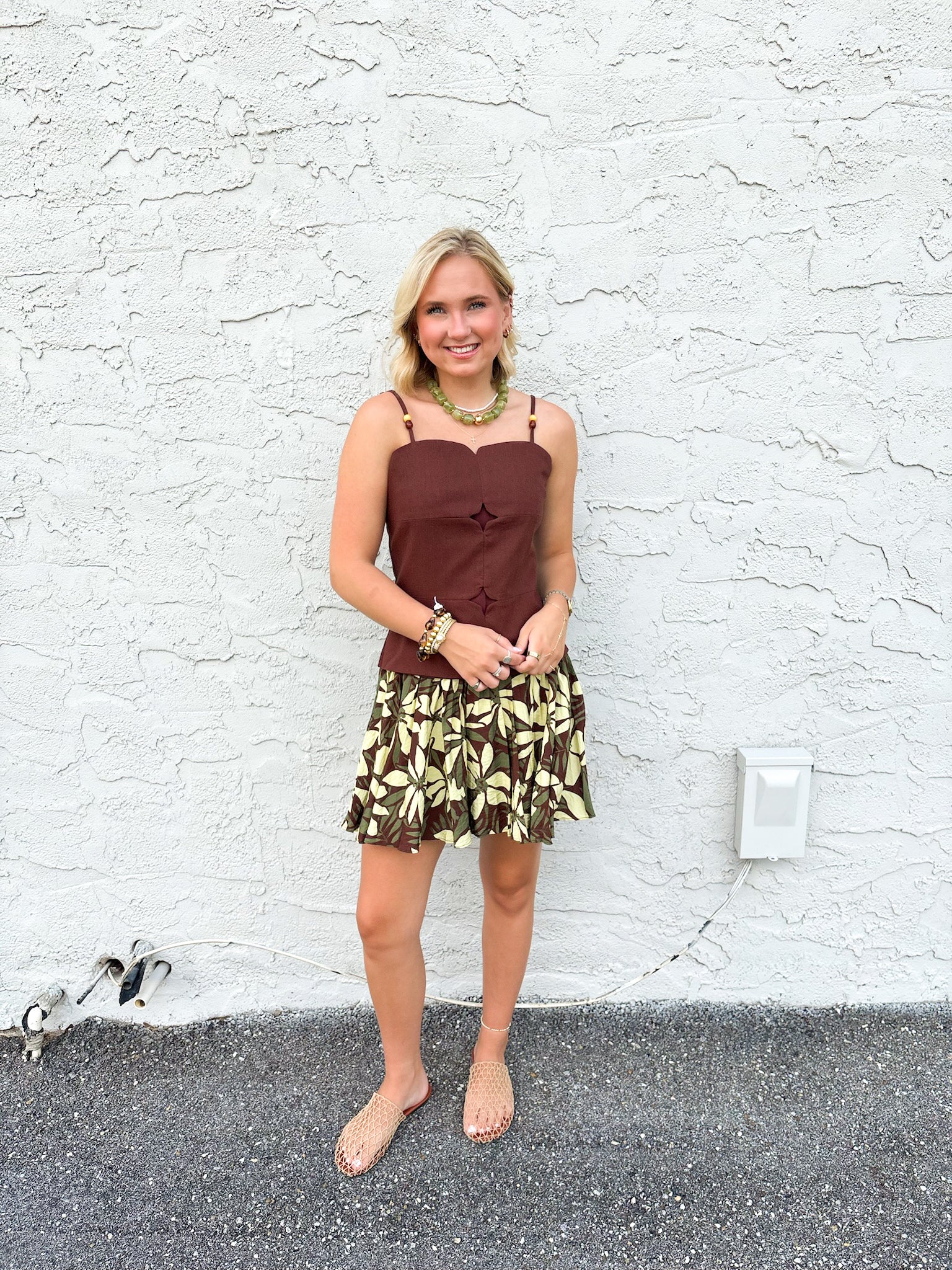 Island Evening Floral Hem Mini dress