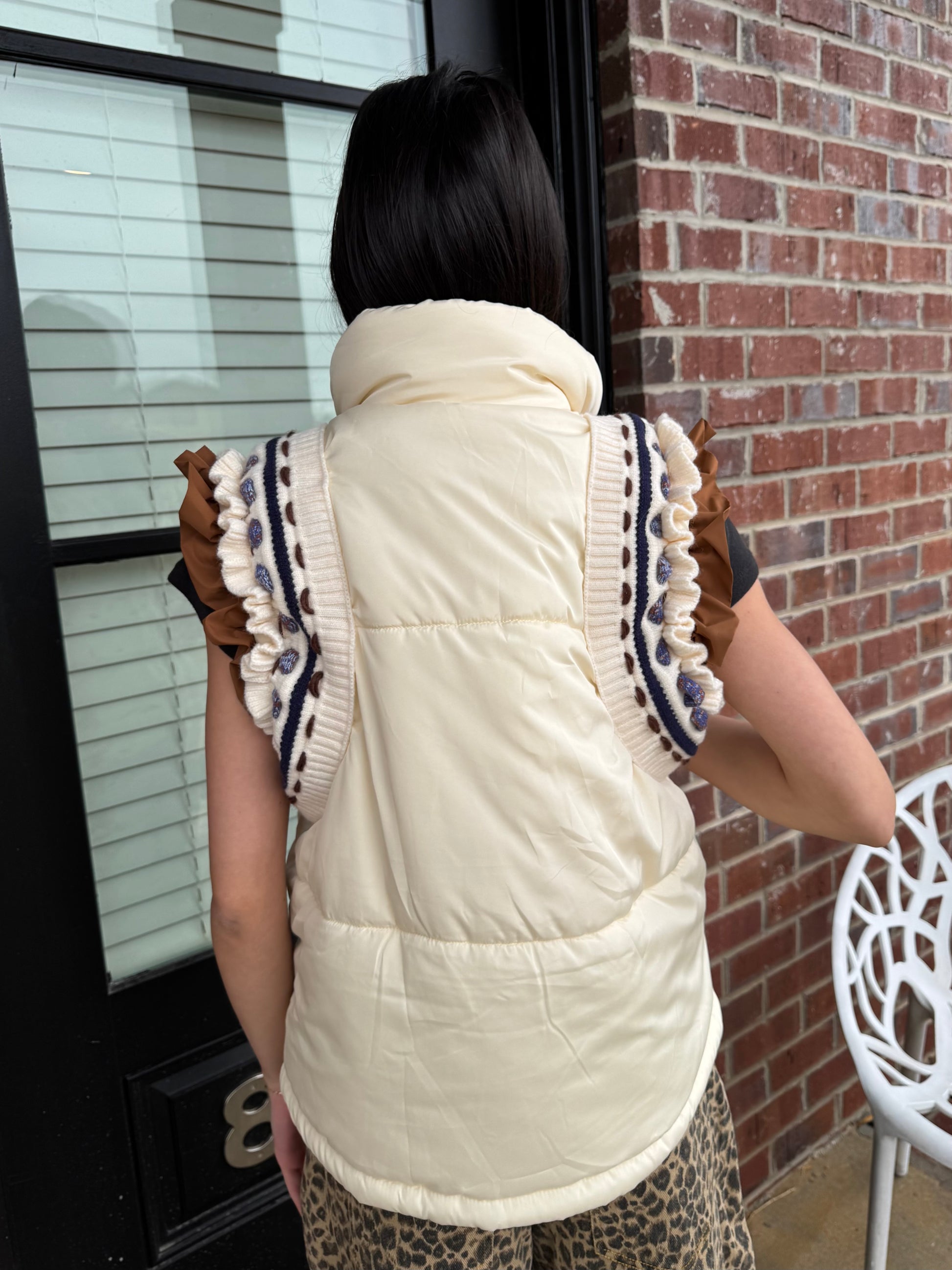 Sweater Trimmed Puffer Vest