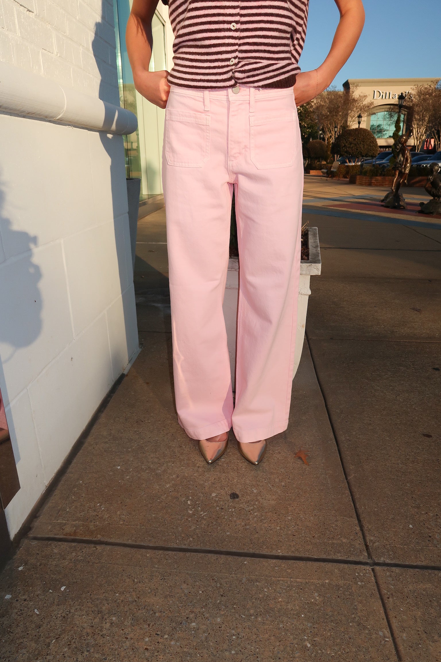 Patch Pocket Jeans - Soft Pink