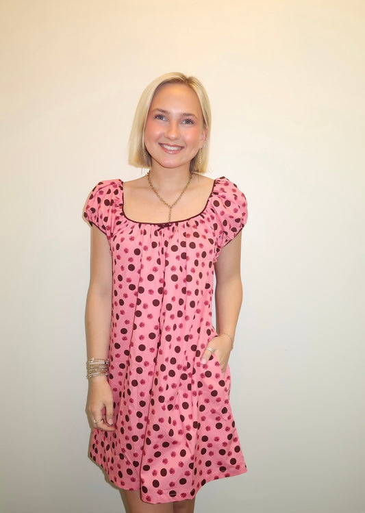 Cora Pink Polka Dot Babydoll Dress