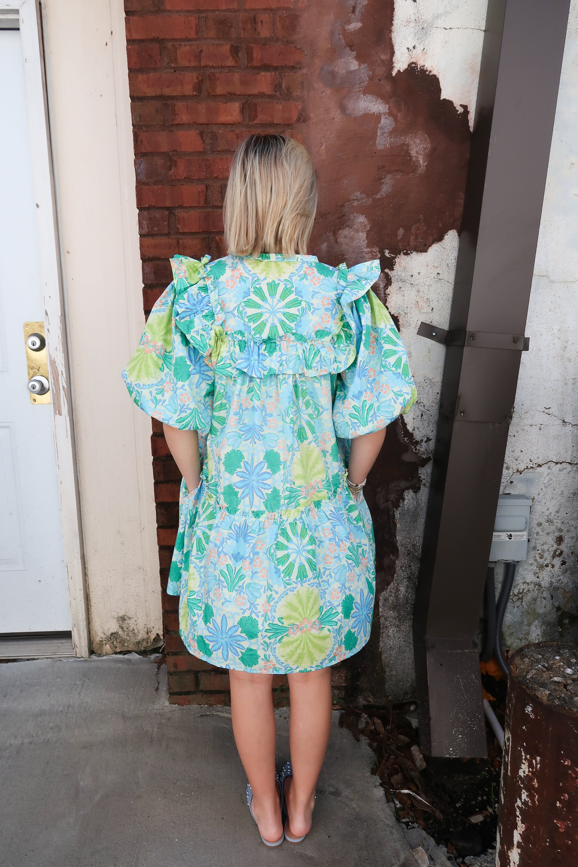 Lilah Floral Ruffled Shoulder Dress