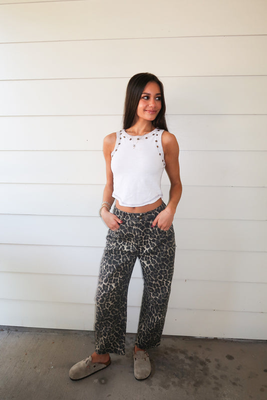 Leopard Barrel Jeans