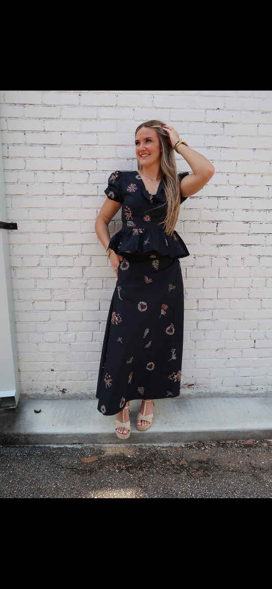 Tiger Territory- Tigers and Eagles  Embroidered Skirt- Navy