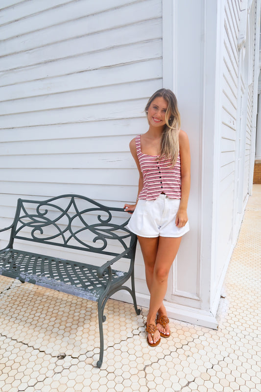 Pink and Brown Striped Top