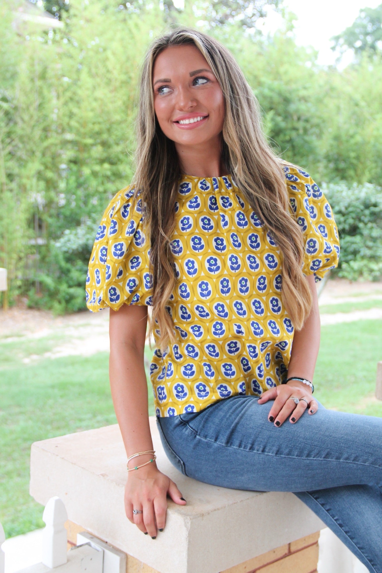 Moxie Floral Puffed Sleeve Top