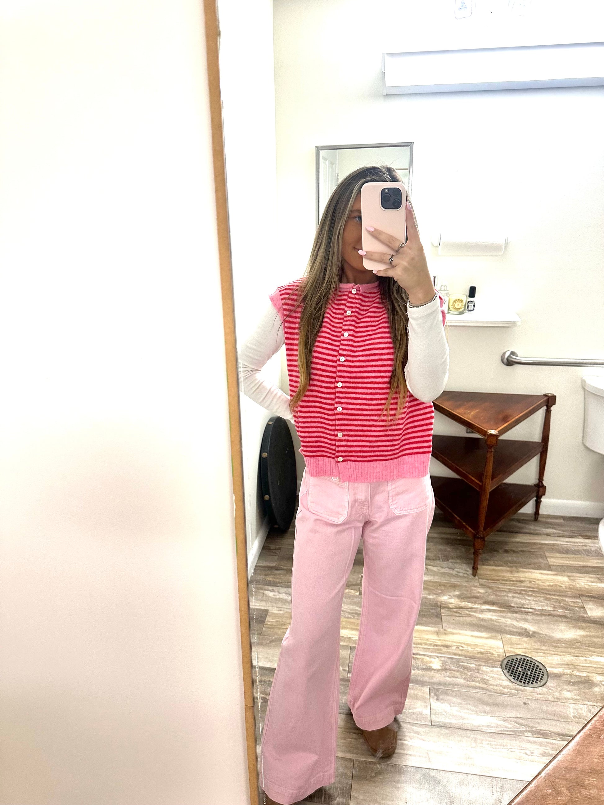 Pink & Red Striped Vest