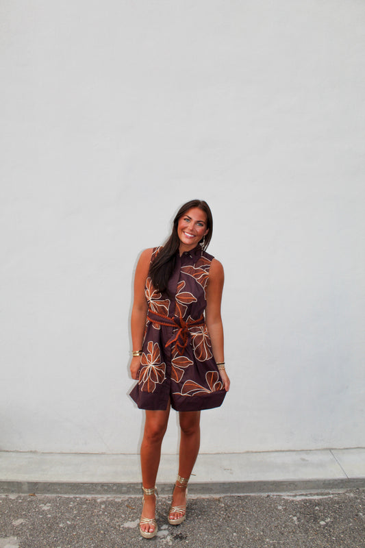 Reynas's Brown & Orange Floral Dress