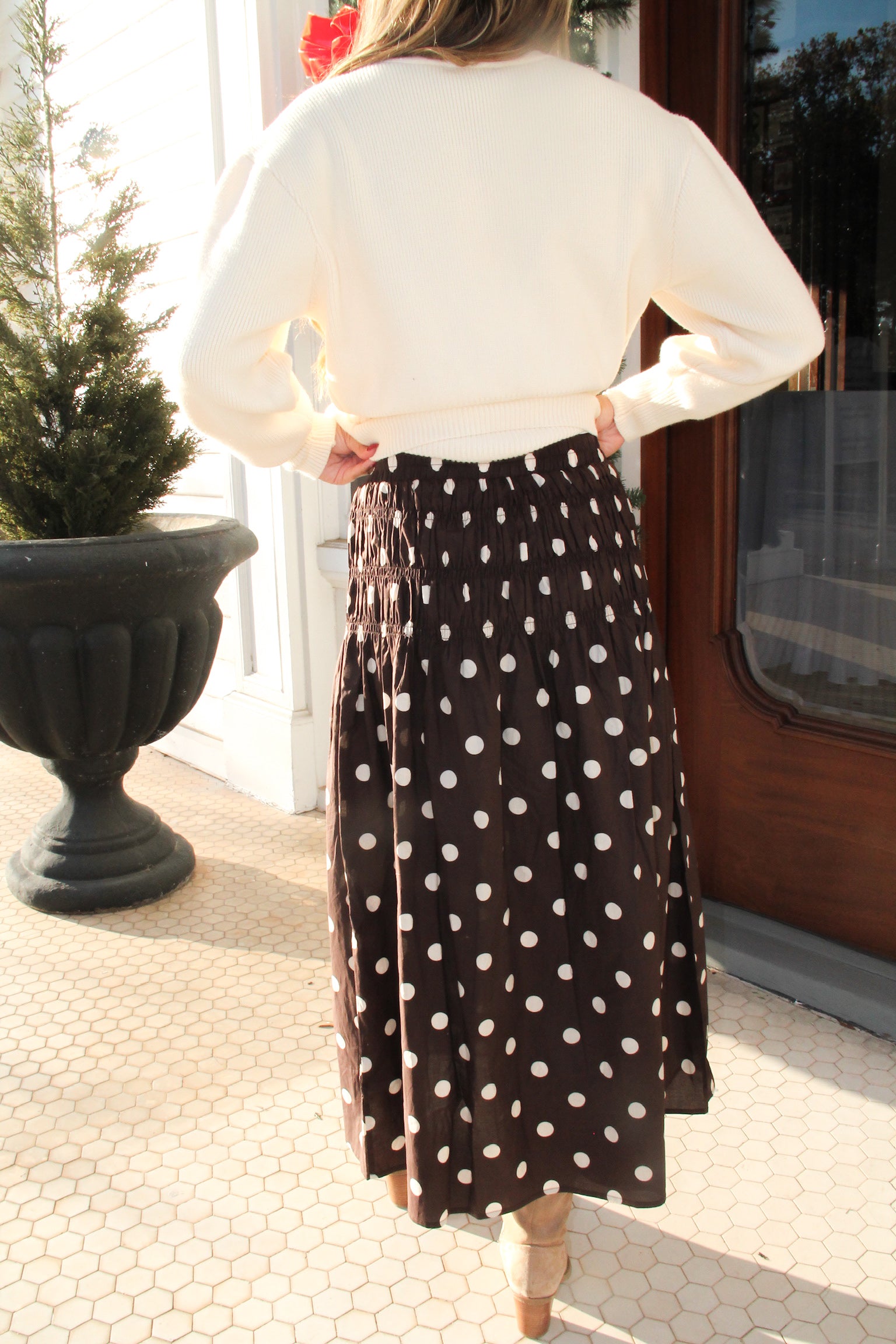 Polka Dot Skirt Brown