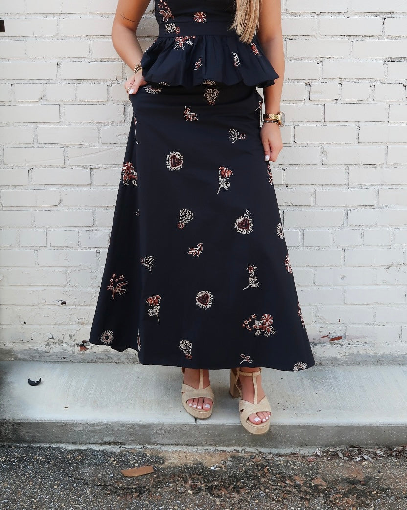 Tiger Territory- Tigers and Eagles  Embroidered Skirt- Navy