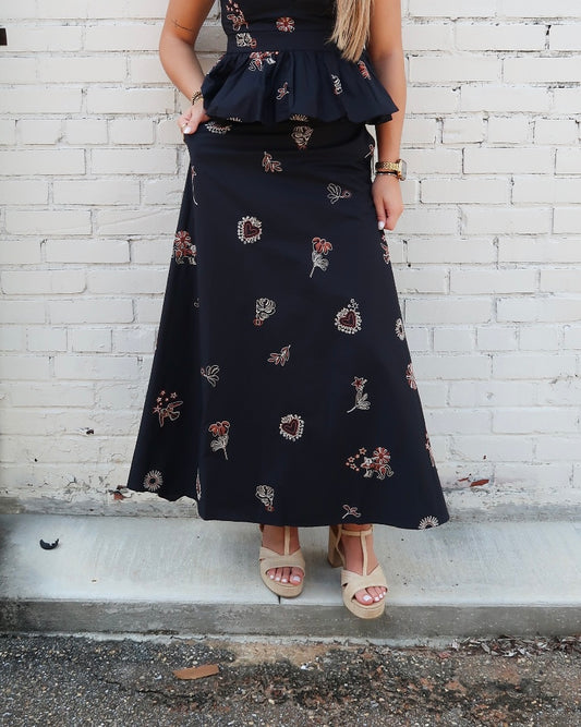Tiger Territory- Tigers and Eagles  Embroidered Skirt- Navy