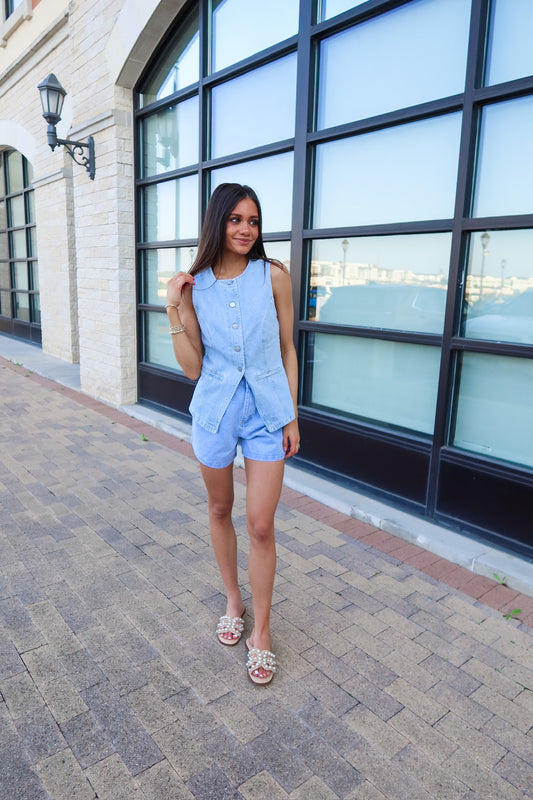 Denim Shorts Set