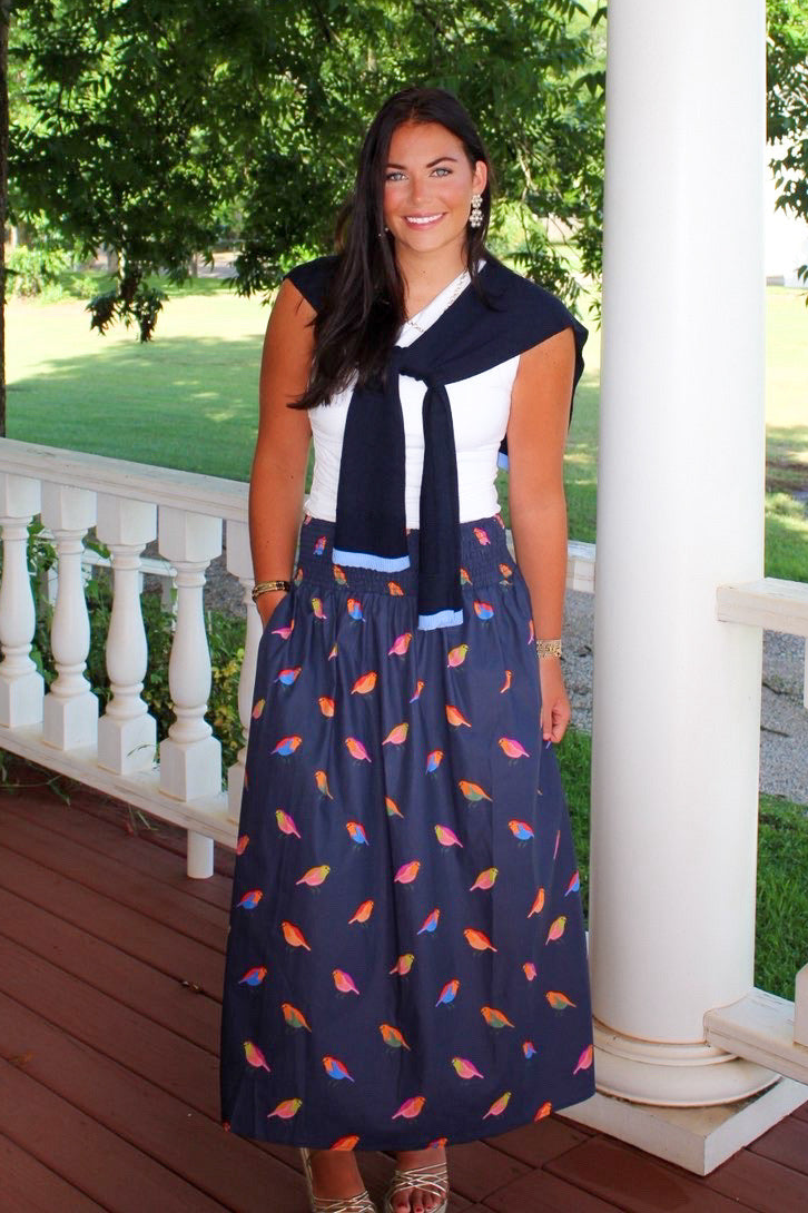 Sutton Navy Birds Skirt