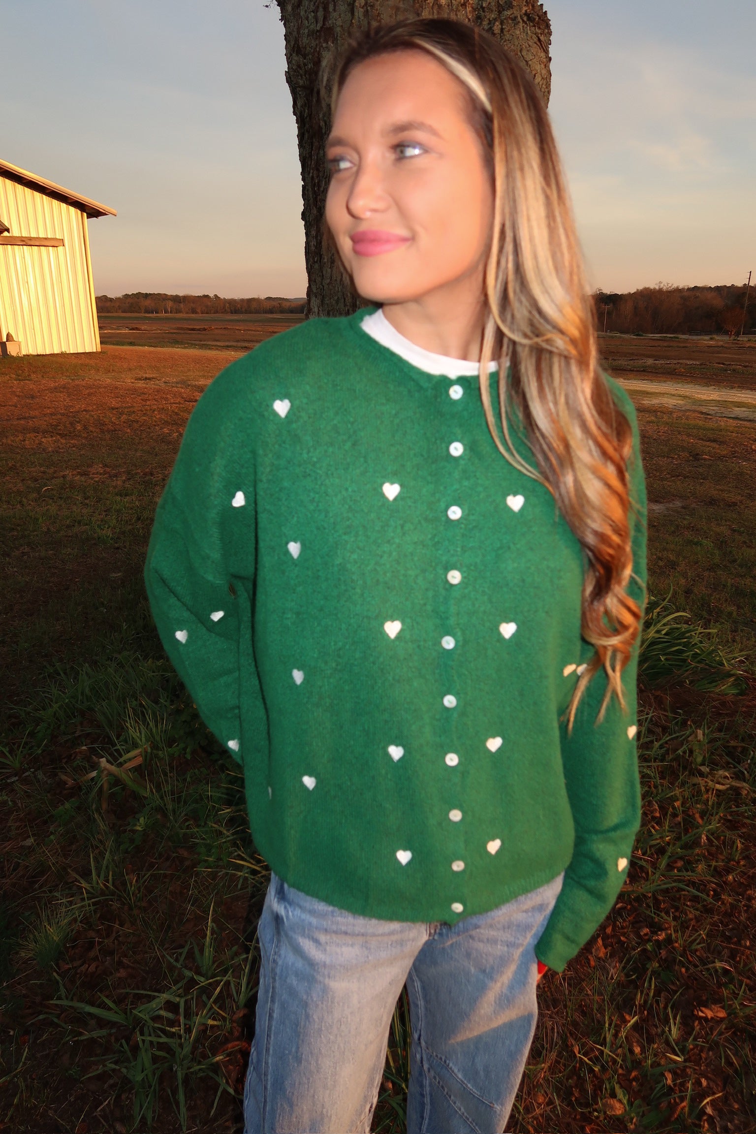 Kelly Green Heart Sweater