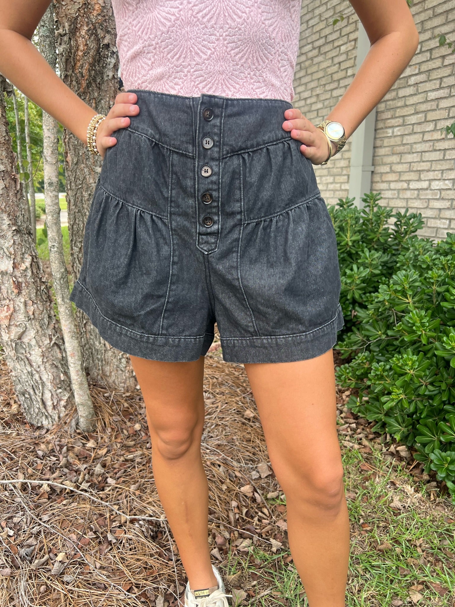 Free Flow Denim Black Shorts