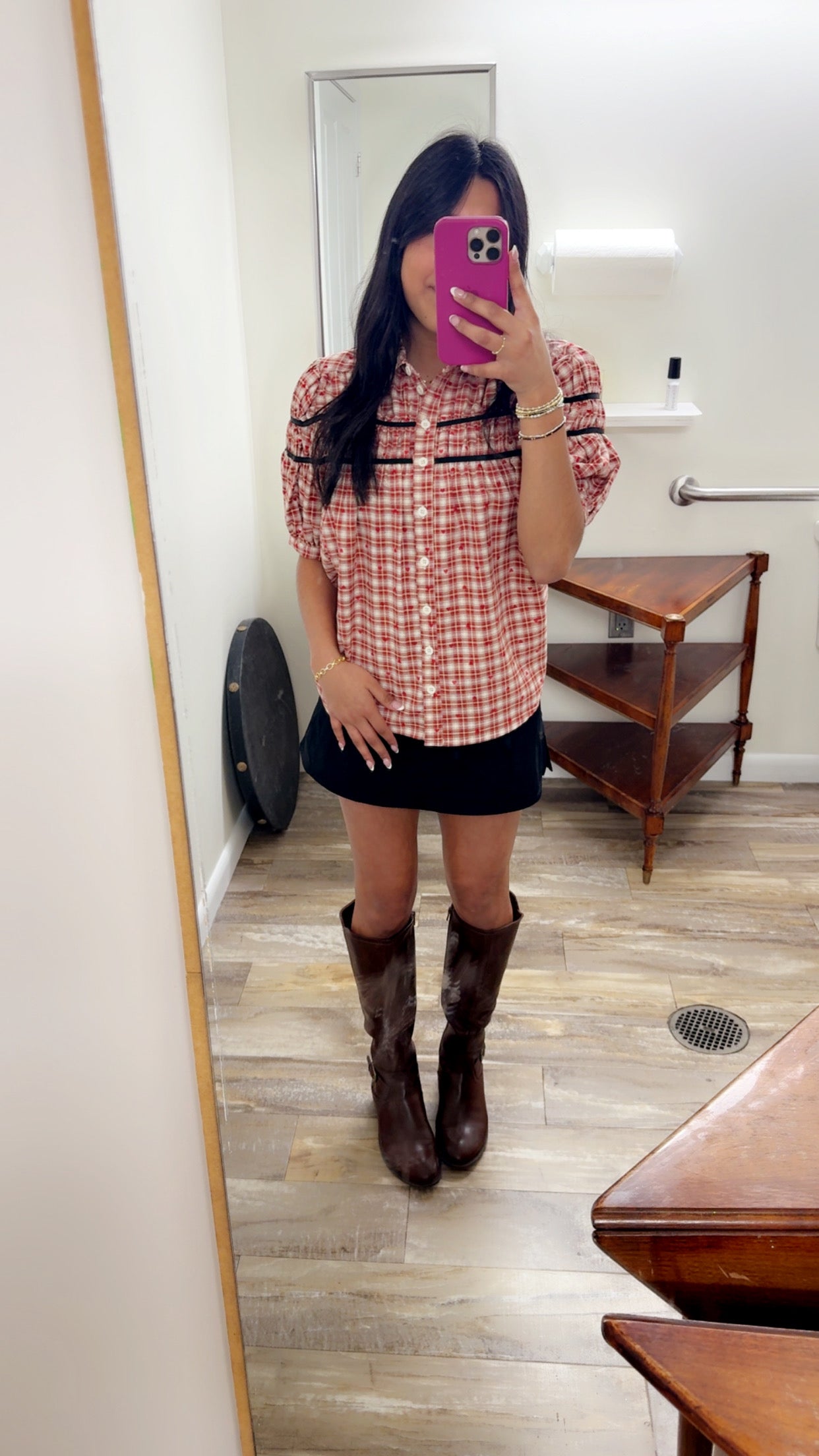 Freckled Heart Plaid Blouse