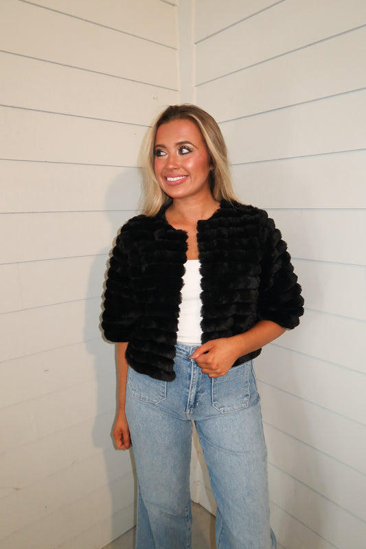 Half Sleeve Faux Fur Jacket