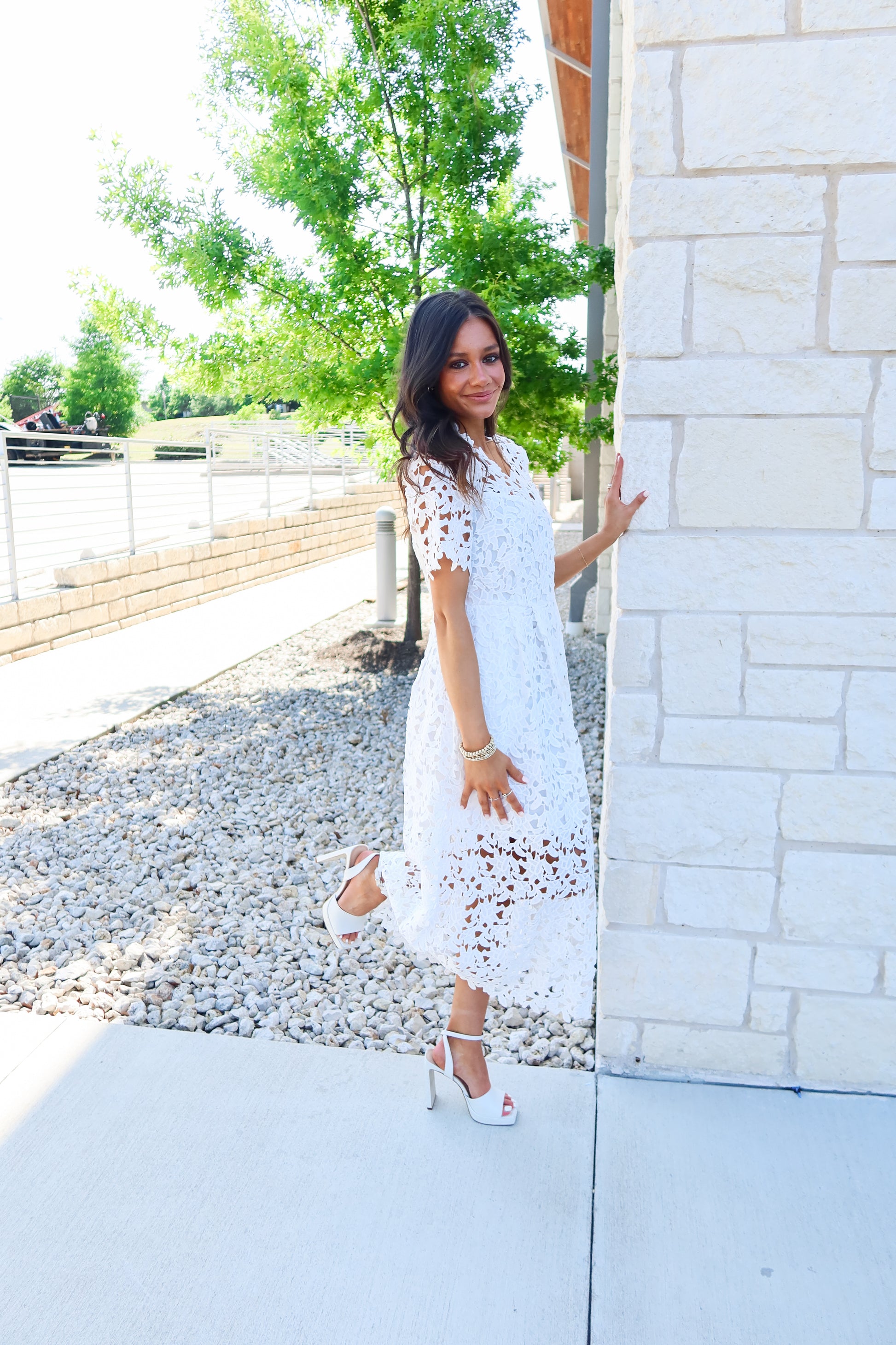 lace spring dress Gilded Spring Lace Dress in White
