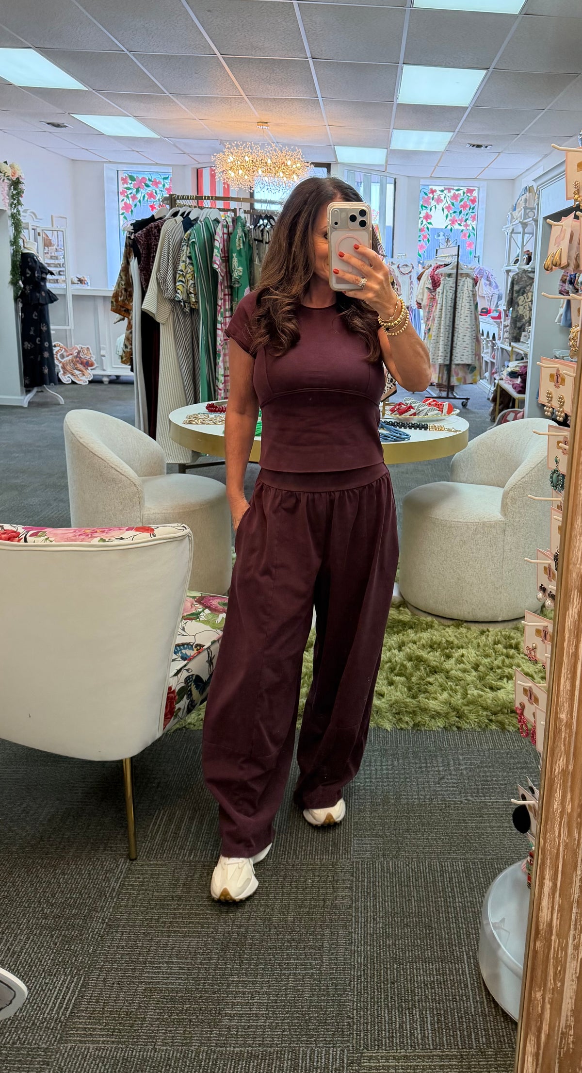 Mineral Washed Jogger Set- Red Bean