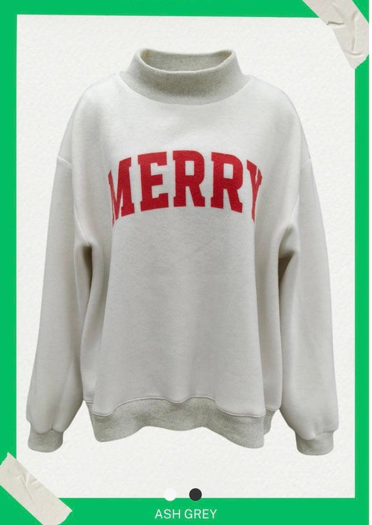 "Grinchy" or Merry" Reversible Mock Neck Sweatshirt
