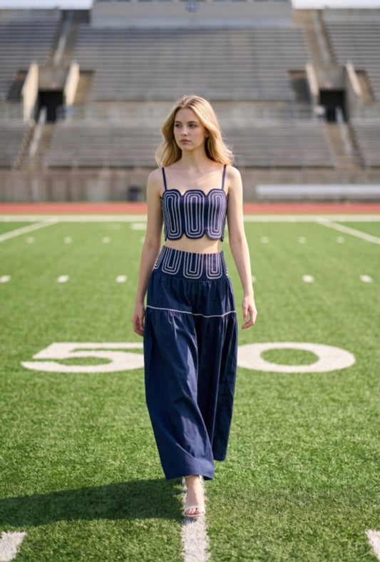 Navy / Silver Game Day Skirt Set