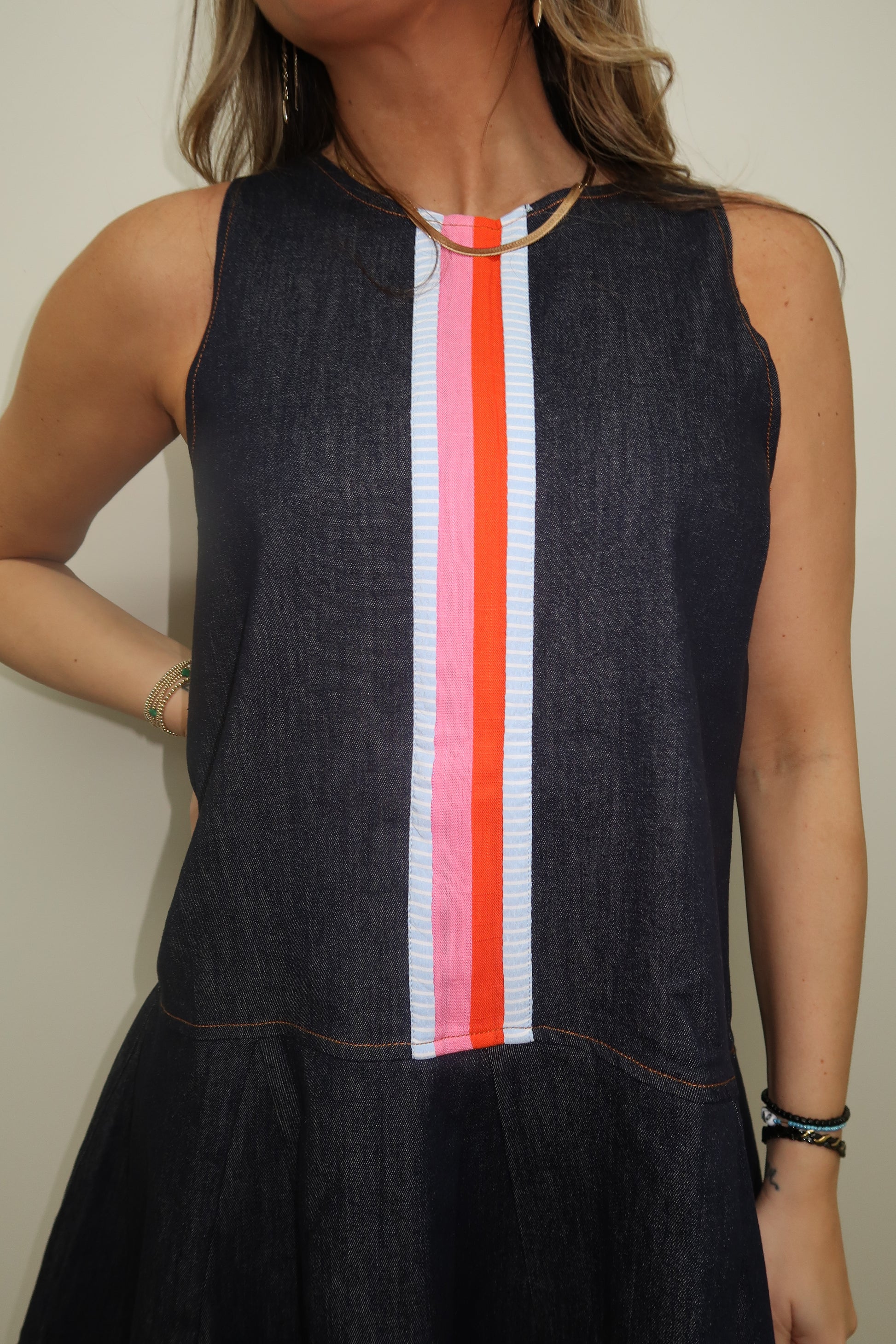 Bright Stripes Denim Dress