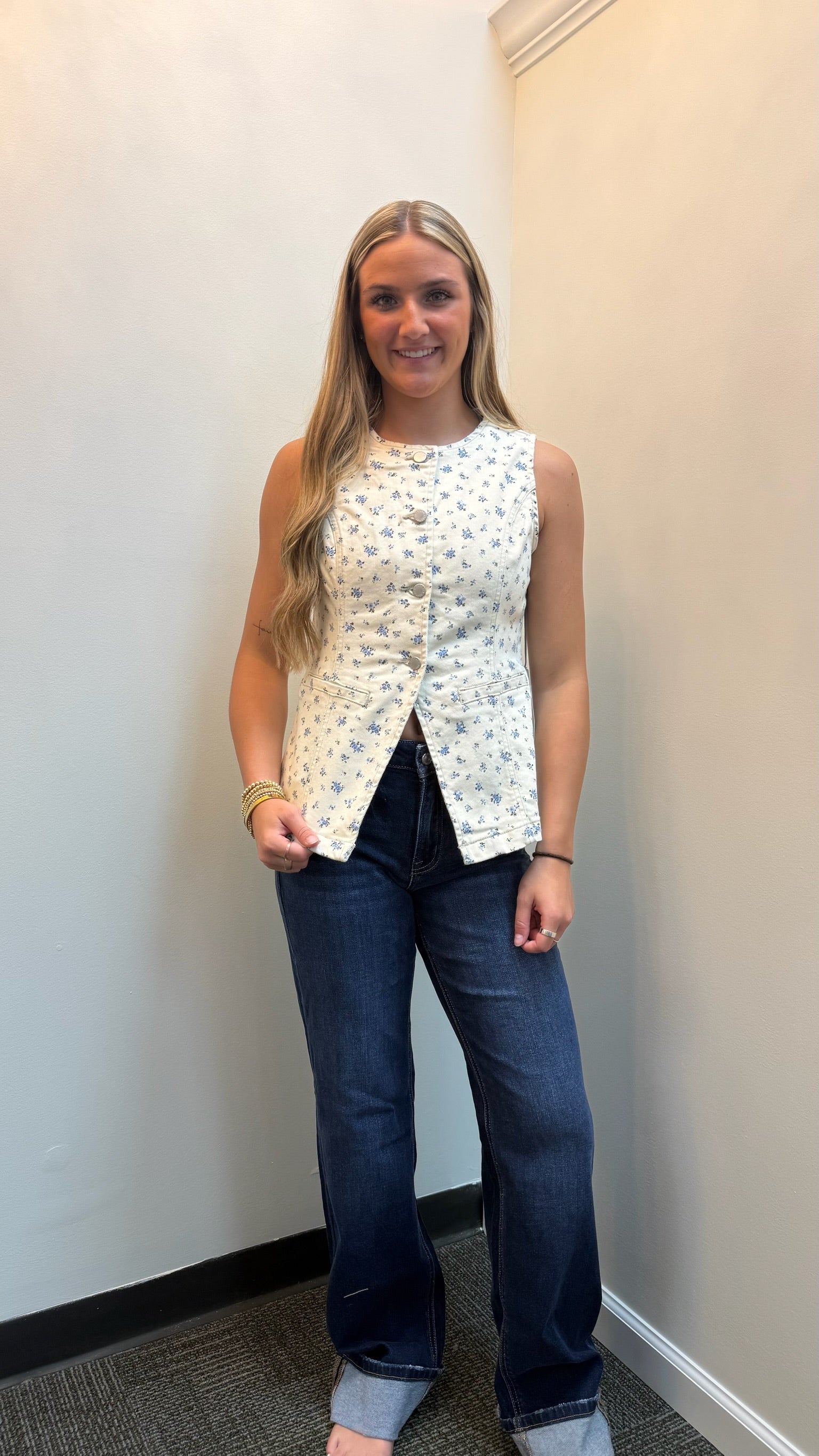 Ellie Flower Print Vest