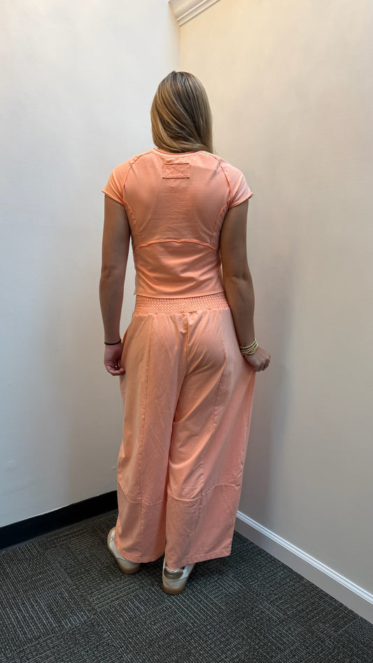 Mineral Washed Jogger Set - Apricot