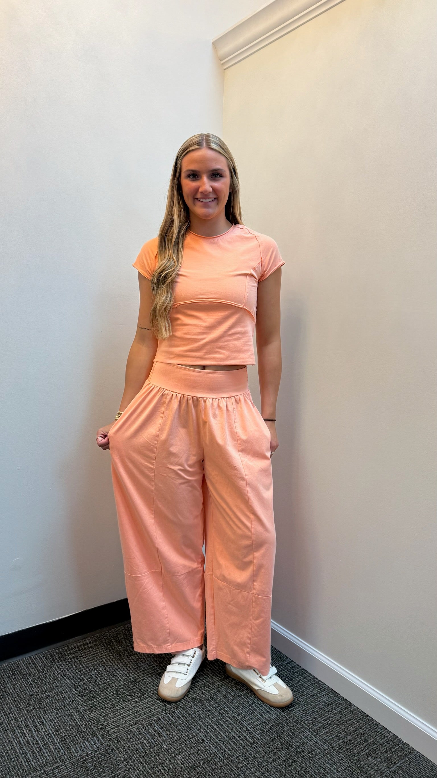 Mineral Washed Jogger Set - Apricot