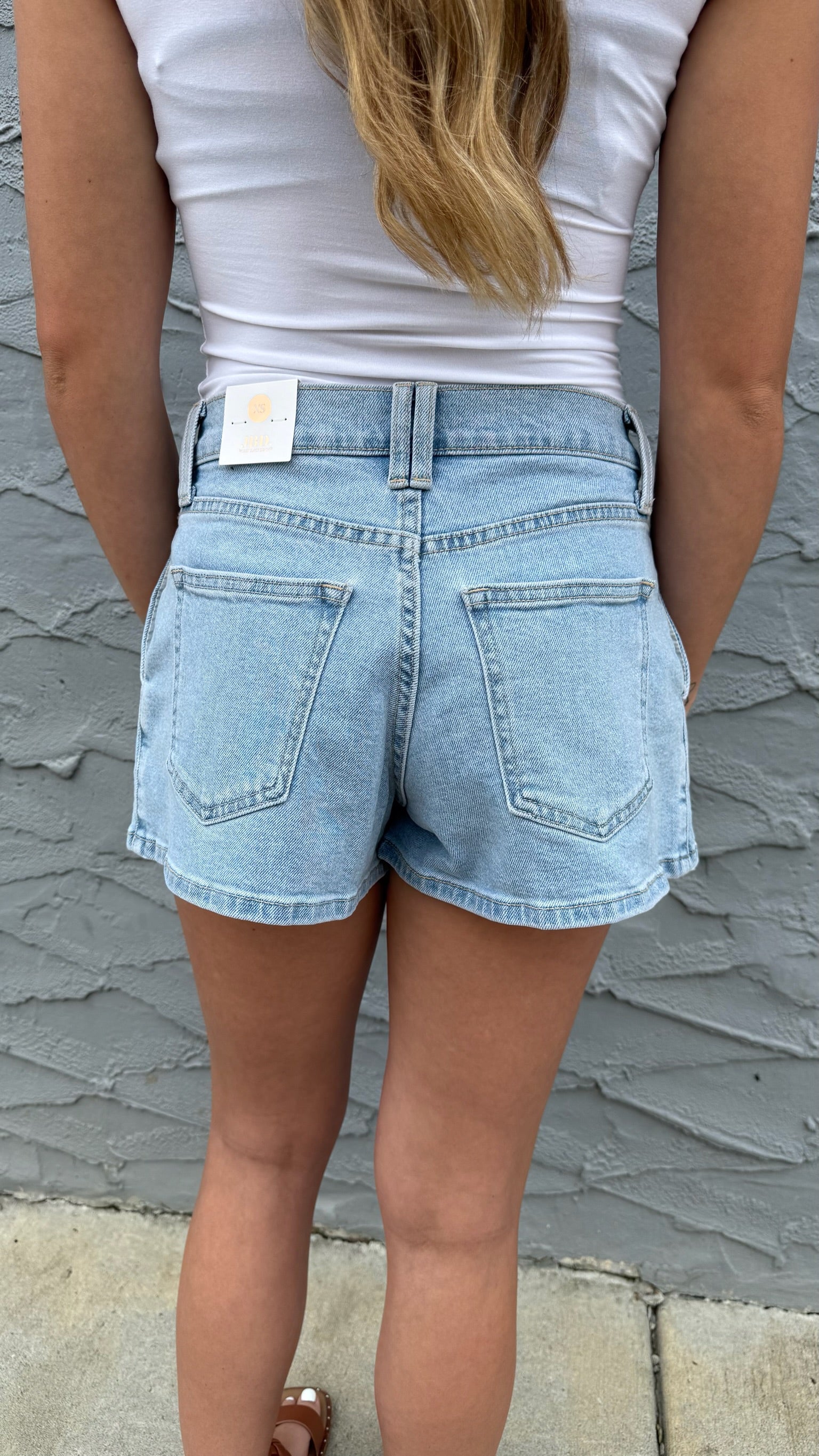 Pleated Bubble Short- Light Denim
