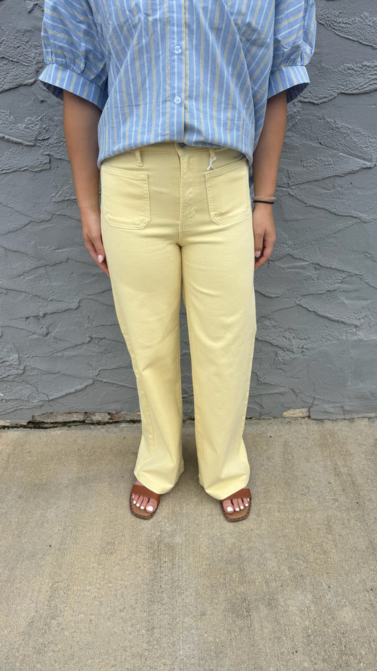 Butter Yellow Mini Patch Pocket Jeans