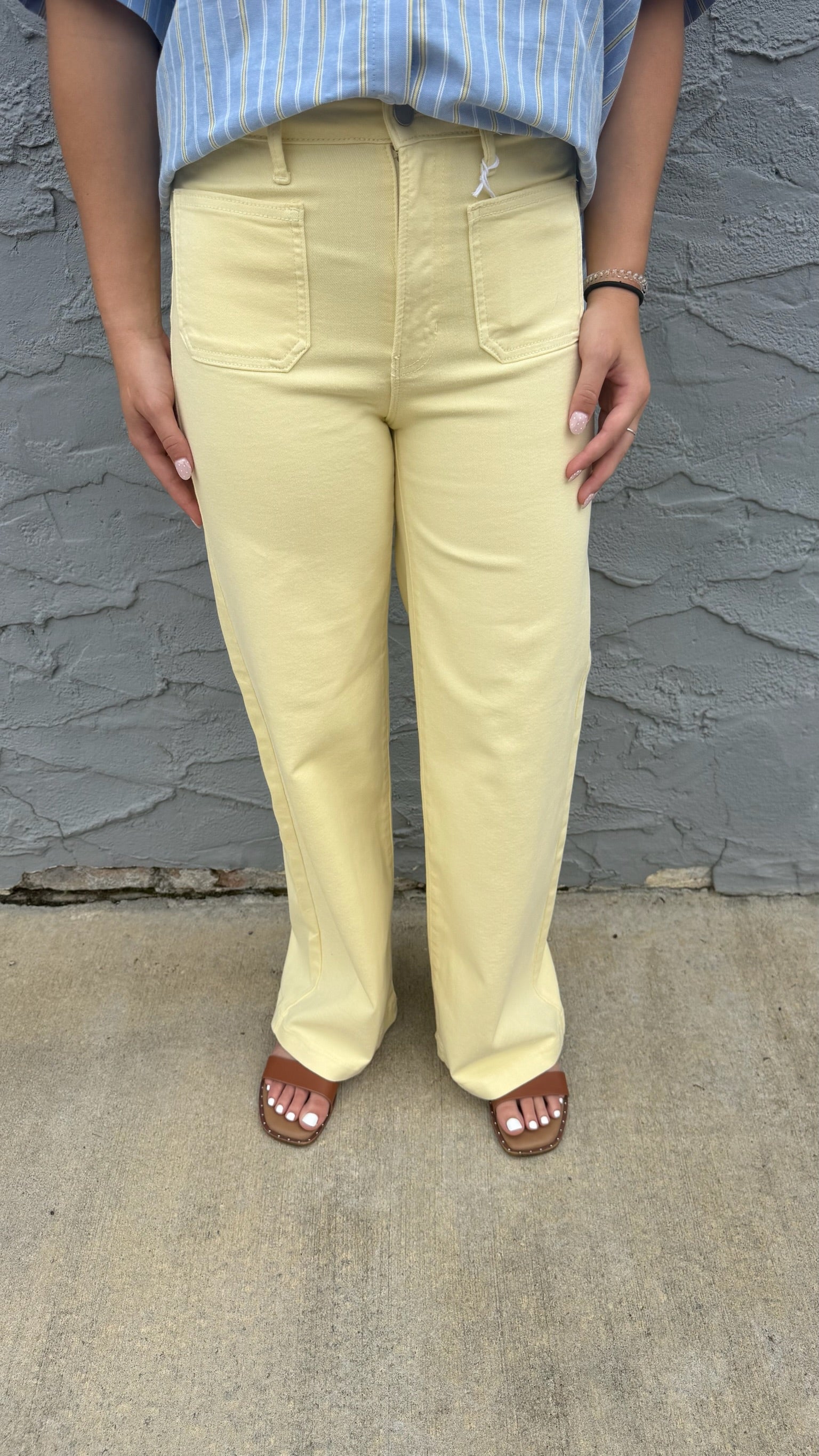 Butter Yellow Mini Patch Pocket Jeans