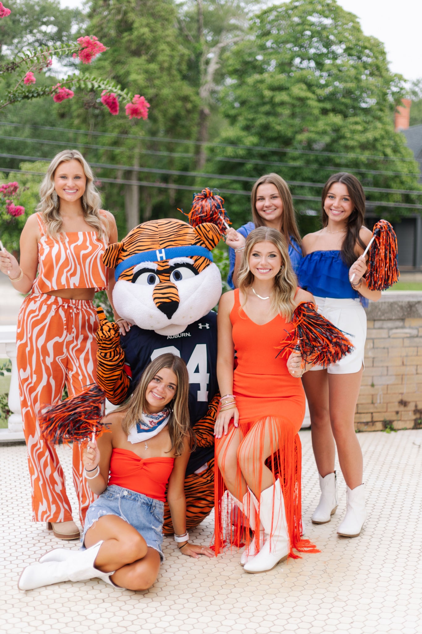 Orange and white tiger stripe pants