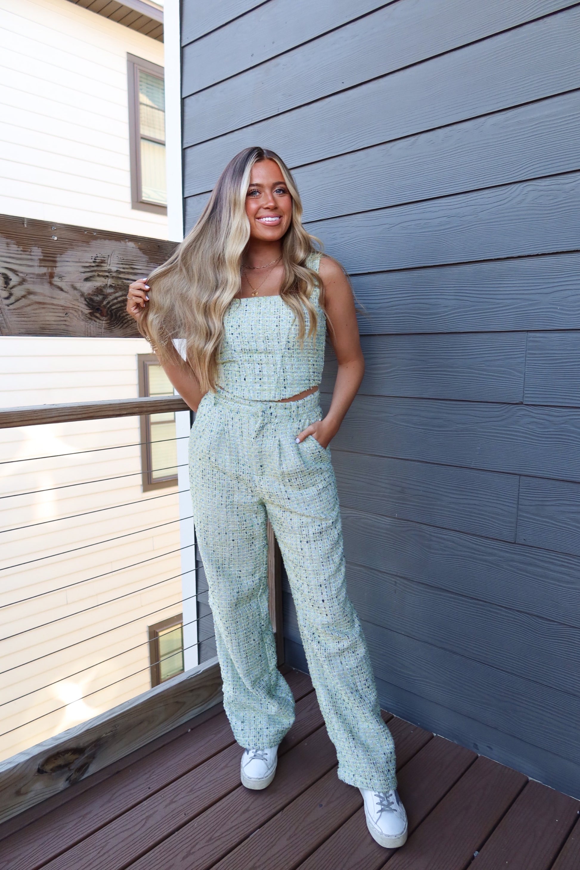Lime Tweed Pants