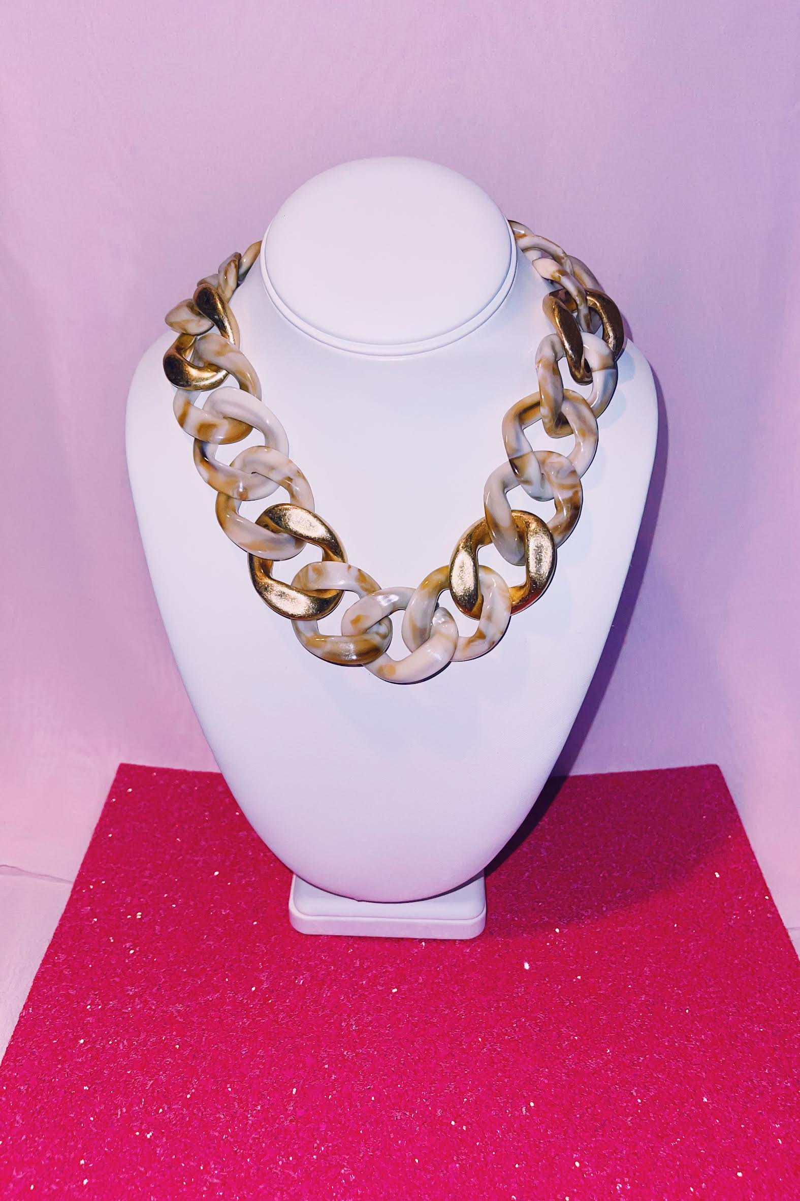 Gabriella Collar Necklace- Marbled Beige