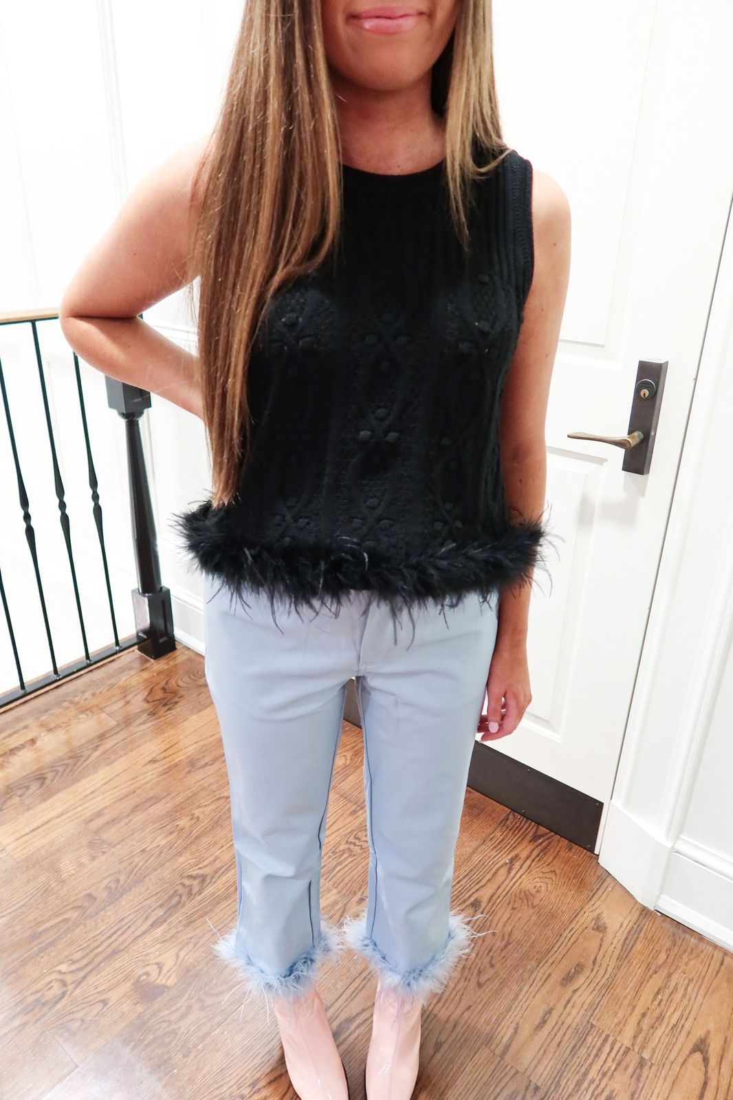 Black Knit Feather sweater